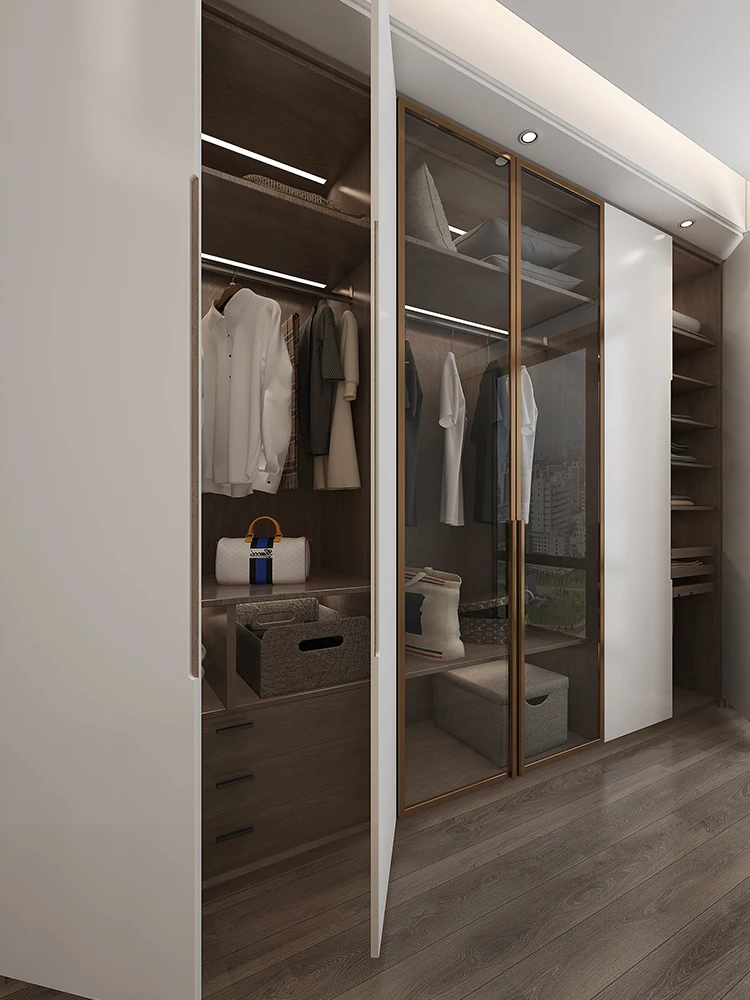 Modern minimalist integrated wardrobe custom whole house open cloakroom design custom furniture storage