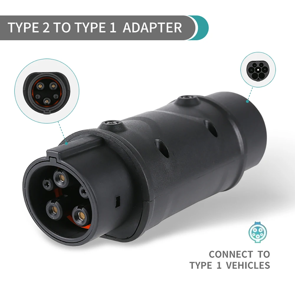 SaeJ 1772 To Tesla Adapter  T2-T1 Adapter Type 2 To Type 1 EV Charger Adapter 32A AC Electrical Plug EVSE Charging Connector