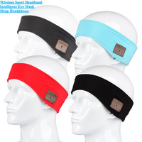 Man&Women Sleeping Headphone Bluetooth-Compatible Wireless Music Sport Headbands Soft Eye Mask Headset with Mic Yoga Hair Bands