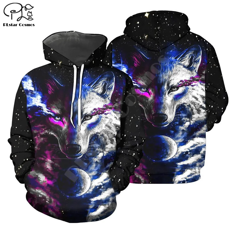 

PLstar Cosmos Beautiful Wolf 3D Print 2021 New Fashion Hoodies Sweatshirts Zip Hoded For Men/Women Casual Streetwear Apparel W14