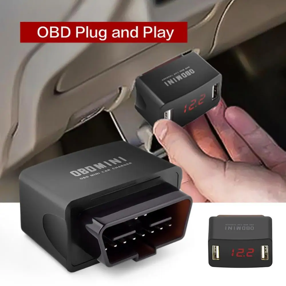 

40% Dropshipping!!12/24V OBD LED Voltage Display Dual USB Charging Port Car Vehicle Phone Charger