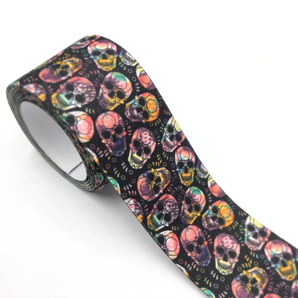 1 Meter 2.5CM 3.8CM Halloween Ghost Head Print Elastic Straps DIY Garment Waist Band Belt Sewing Accessories