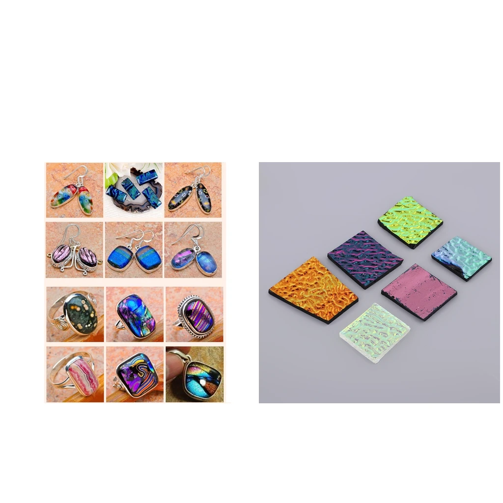 28g Assorted Dichroic Glass Scraps Fusing Glass Film Embellishment COE90