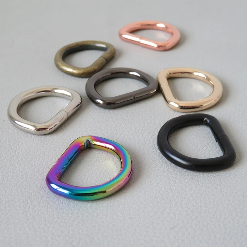 

100Pcs/Pack Metal D Rings 20mm For Bag Backpack Straps Straps Accessory Hardware Pet Dog Collar Leads Clasp Semi-circular Ring