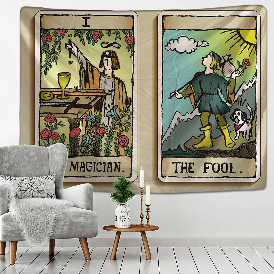 

Tarot Tapestry Splicing Medieval Europe Divination Tapestry Wall Hanging Tapestries Mysterious Wall Tapestry for Home Decor