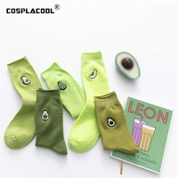 5 Different Avocado Embroidery Funny Socks Harajuku Fruit Cute Heap Heap Socks Women Divertidos Creative Sokken Chaussette Femme