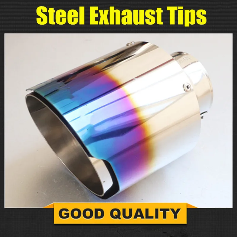 

Car blue Stainless Steel Muffler Tip Exhaust System Universal Straight Decoration Exhaust Pipe Mufflers