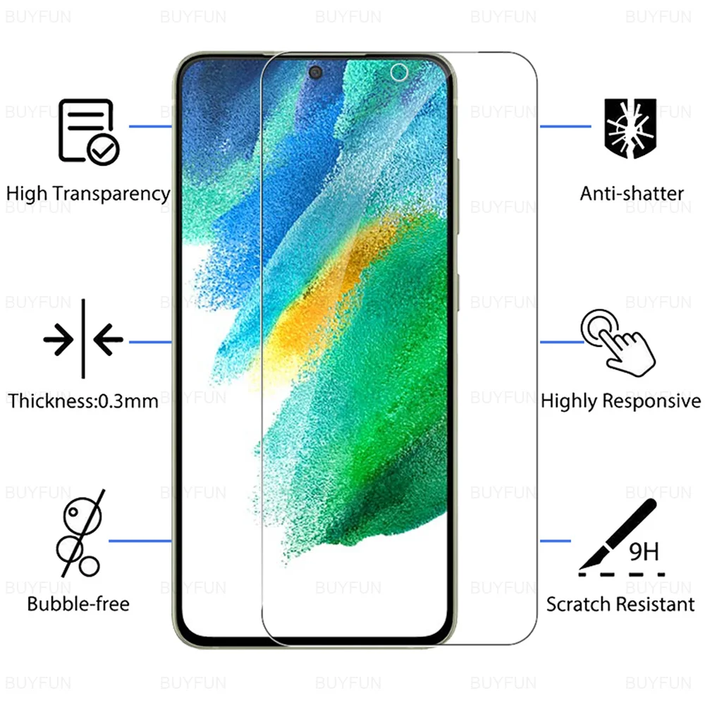4 pçs 9h caso de vidro temperado para samsung galaxy s21 fe 5g protetor de tela para samsung s21 s20 fe 4g 5g capa de película protetora