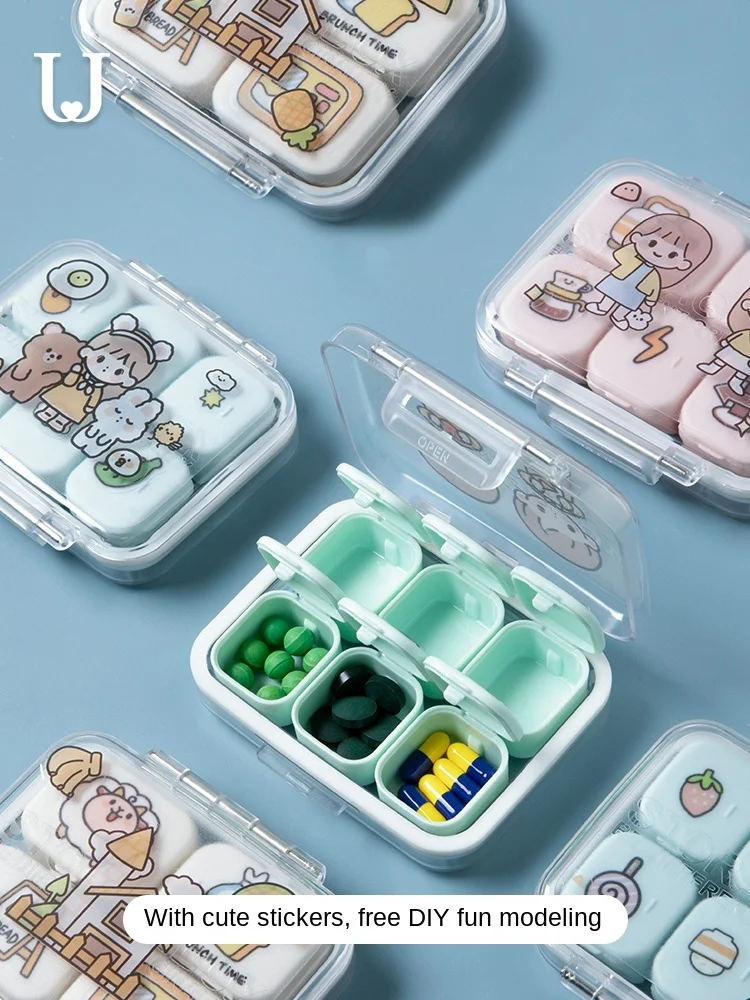 GY Medicine Box Packing Portable Small Portable Mini Storage Box 7 Days Morning, Middle and Night Tablet Box Large Capacity