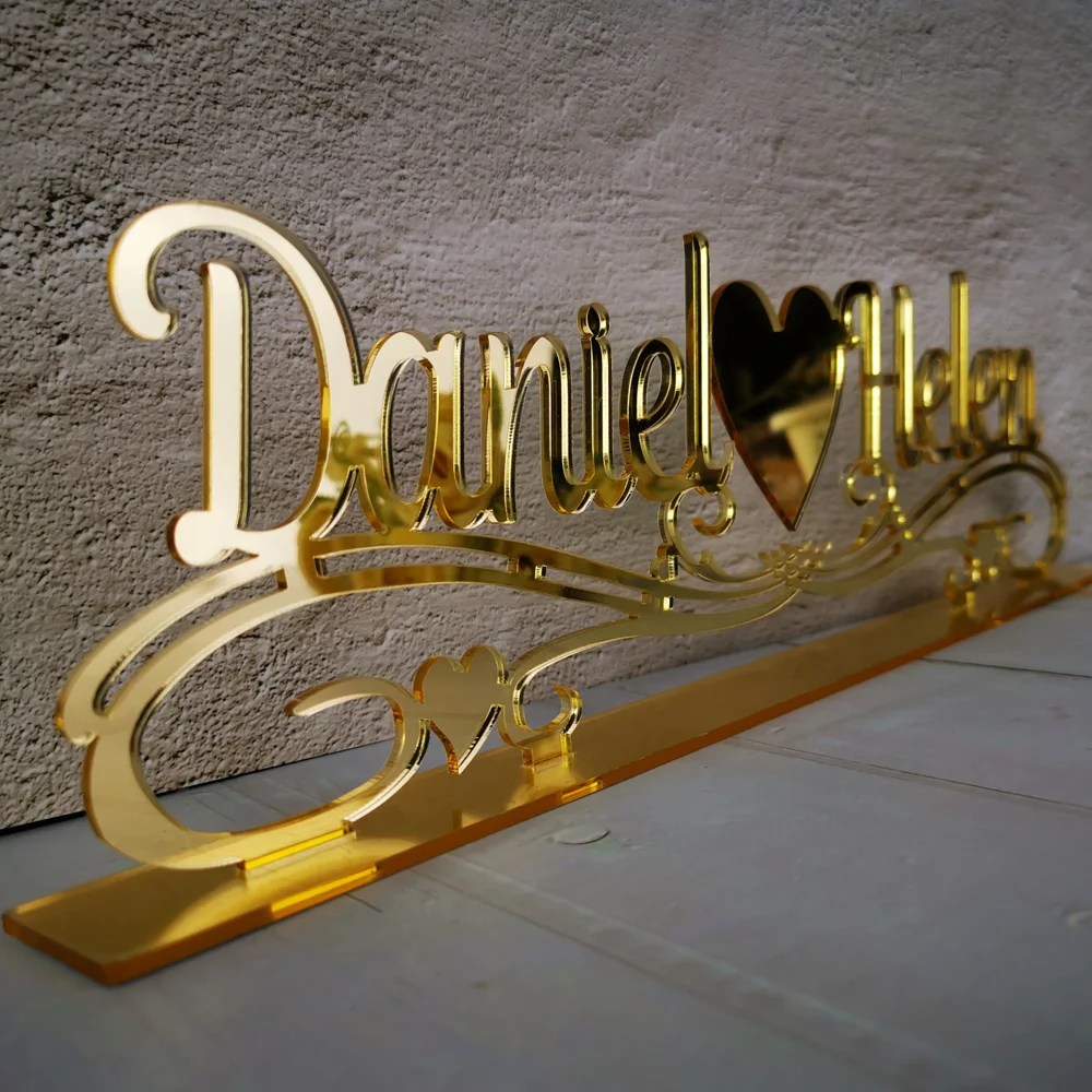 Personalized Mirror gold Name Wedding Table Sign,Custom Table Sign Wedding with name,For wedding party Decor Supplies of Party