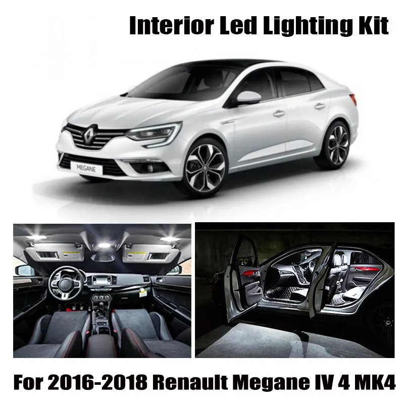 8 Bulbs Canbus LED Interior License Plate Light Kit For 2016 2017 2018 Renault Megane IV 4 MK4 Trunk Mirror Lamp Car Accessories