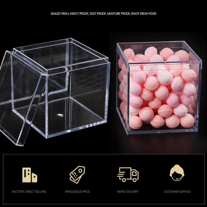 Transparent Acrylic Boxes With Cover Plastic Organizer Gift Packing Box Food Candy Storage Container For Home Figure Toy Display