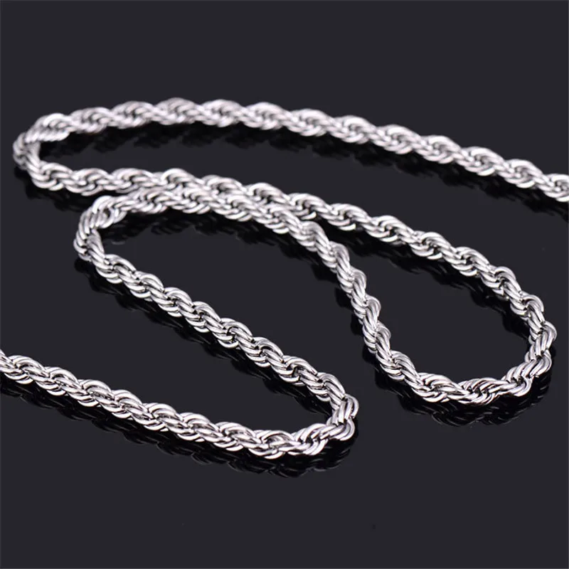 Width 4.8MM Stainless Steel Twisted Chain Necklace Fashion Men's Titanium Steel Link Necklace Hip Hop Rock Jewelry drop shipping