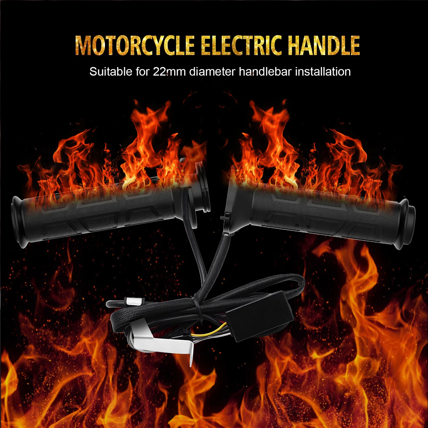 New Upgrade Adjustable Motorcycle Handlebar 22MM Electric Heated Handle Heating Grips Set Handlebar Warmer Grip Cover Black view 5