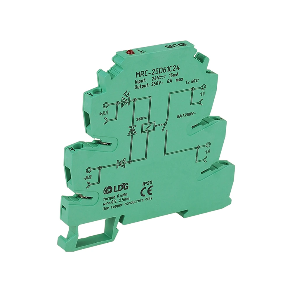 

10pcs/lot MRC-25D61C24 PLC control board ultra thin intermediate relay module Output 6A 250VAC/DC normally open silver alloy