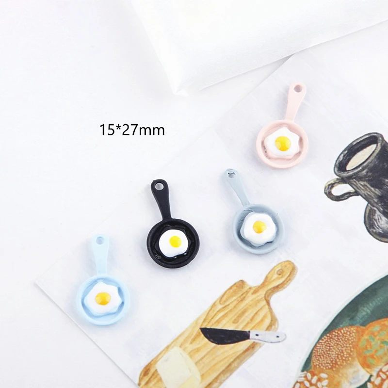 10pcs Enamel Alloy Pan With Eggs Charms For Bracelet Anklet Necklace Omelette in Mini Saucepan Pendant DIY Jewelry Accessories