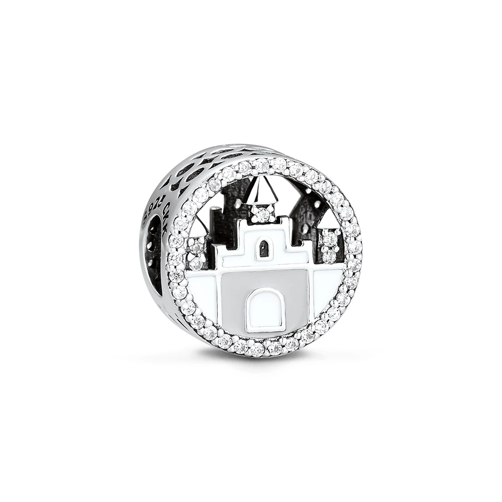 

CKK 100% 925 Sterling-Silver-Jewelry Castle Charm DIY Fits for Making Charms Bracelets