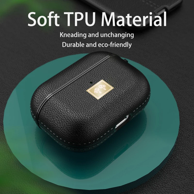 Luxury TPU Soft Case for Apple AirPods Pro Earphone Leather Texture Shockproof Protective Mini Box for AirPods1 2 3 EarPods Capa