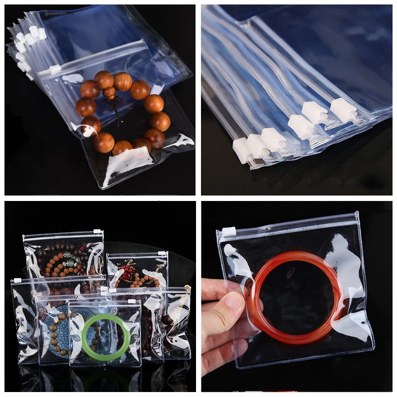 50PCS PVC Jewelry Storage Bags Slide Ziplock Light Blue Luxury Jewel Plastic Zipper Bag Antioxidant Rings Beads Necklace Gem