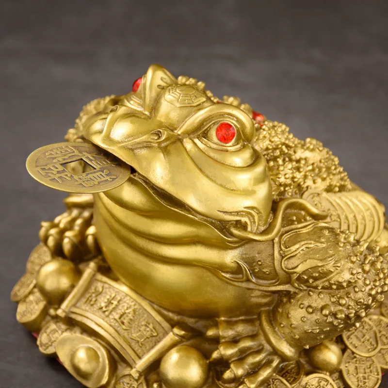 Money Frog Brass Copper Statue Three Legged Toad Attract Wealth Fortune Home Decor Fengshui Figurine