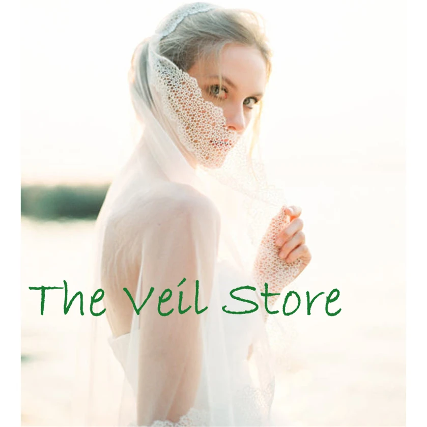 ยาว Juliet Vintage ลูกไม้ Appliques เจ้าสาว Veils สำหรับเจ้าสาวงาช้าง Tulle ไข่มุก Velo de Negra Voile mariage