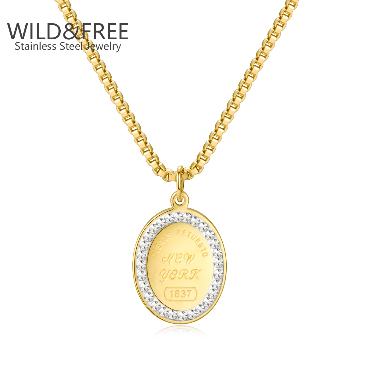 

Wild & Free Trendy Stainless Steel Lettering Necklaces for Women Exquisite Gold Plated Necklace Chain Wild Clavicle Chains Hot