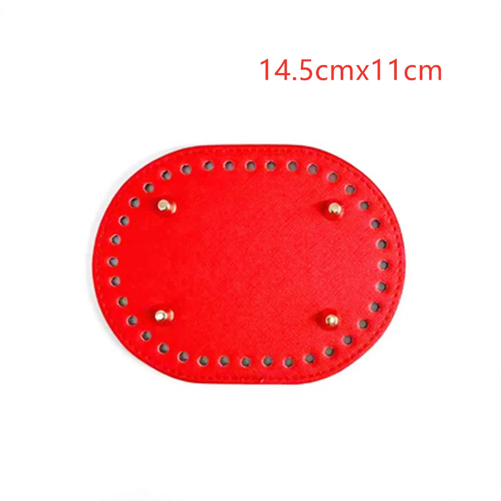 New 14.5*11cm Diy Hand-Woven Bag Hardware Accessor Cross Pattern Pu Oval Bag Bottom Women\'S Bag Accessories For Handbags