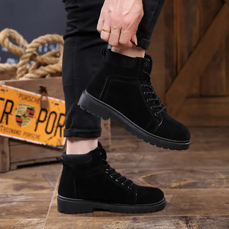 Spring/Autumn Brand Men Martin Boots Casual Motorcycle Ankle Botas Hombre Classic Lace Up  Outdoor Fashion Man Boots Size 39-44