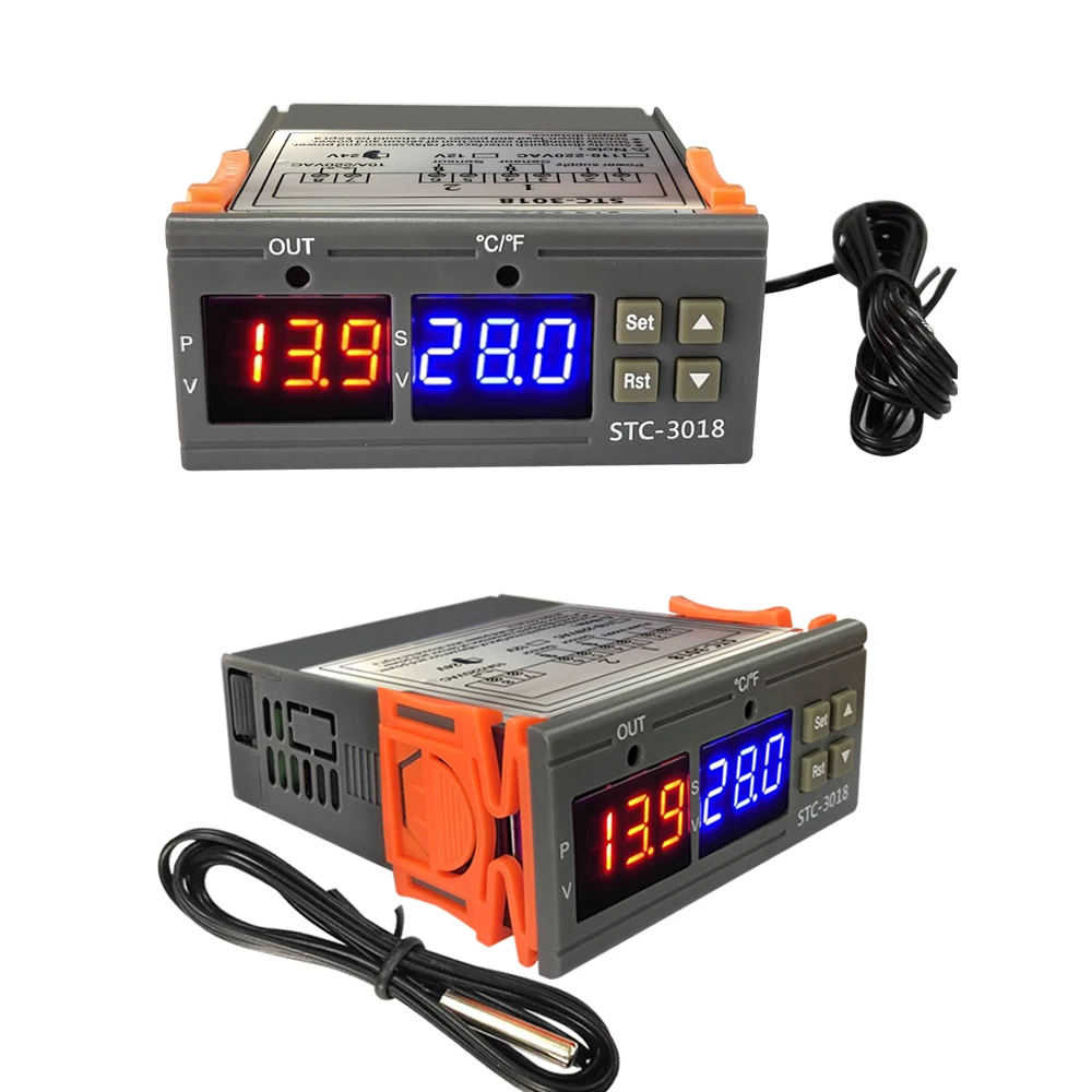 STC-3018 Dual Digital Temperature Controller 12V/24V/110V-220V Thermoregulator Incubator With Heater And Cooler 10A Relay Output