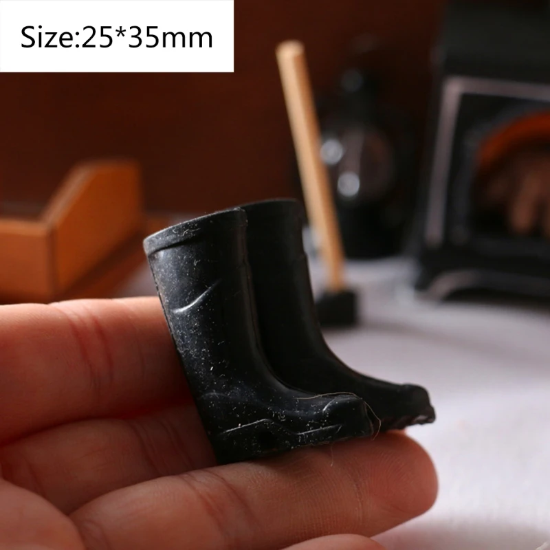 G32A 1:12 Dollhouse Miniature Room Furniture Hoe/Straw Bales/Firewood/Rubber Shoes/Carts/Fireplaces Model Decoration Accessories