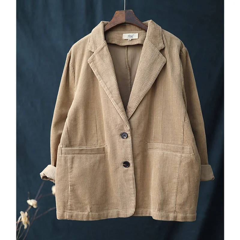 2023 New Fashion Blazers Y2k Embroidered Blazer Office Lady Women Japanese Style Jackets Corduroy Suit Vintage Preppy Style