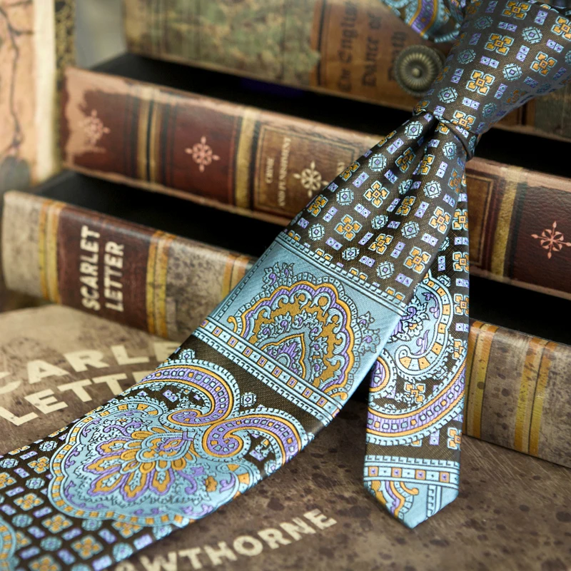 メンズペイズリーパターンのネクタイ,花柄のストライプ,チェックパッチワーク,100% シルク,ヴィンテージブランド,マルチカラー,卸売