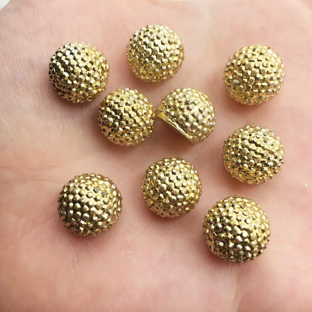 New Silver and Gold Resin 6/8/10/12mm 3D Half Ball Beads Flatback Rhinestone Applique Scrapbook DIY Buttons Ornaments F691-697