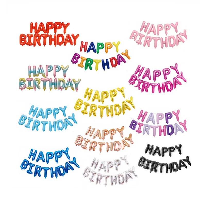 

Happy Birthday Balloon Set 13Pcs 16 Inch Foil Balloon Birthday Party Decorate Globos Baby Shower Air Balls Suit Photography Prop