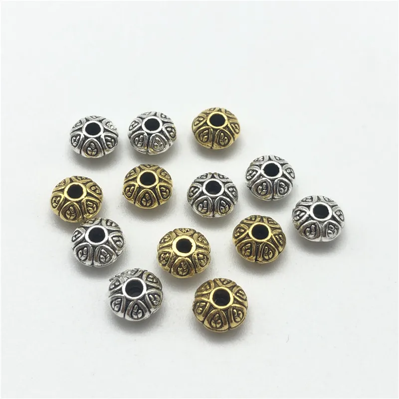 30pcs 7mm oblate perforated pattern Spacer Connectors for jewelry making DIY handmade bracelet necklace pendant accessories