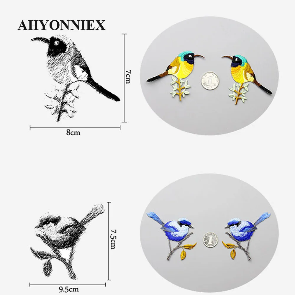 AHYONNIEX Hohe Qualität Vogel Patch Stickerei Aufkleber Eisen auf Patches für kleidung applique stickerei DIY Kleidung Zubehör – Detail 1