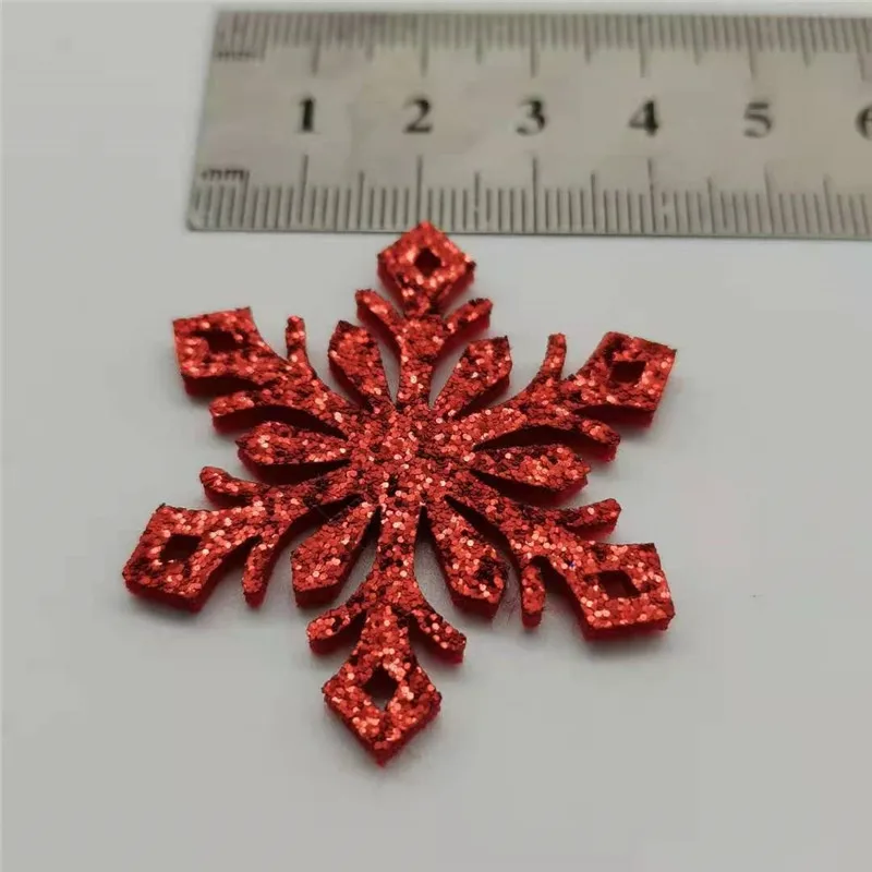 Glitter Christmas Decoration Snowflakes Felt Sewing Accessories Patch Hairpin Material Pendant DIY Handwork Craft Supplies10 Pcs