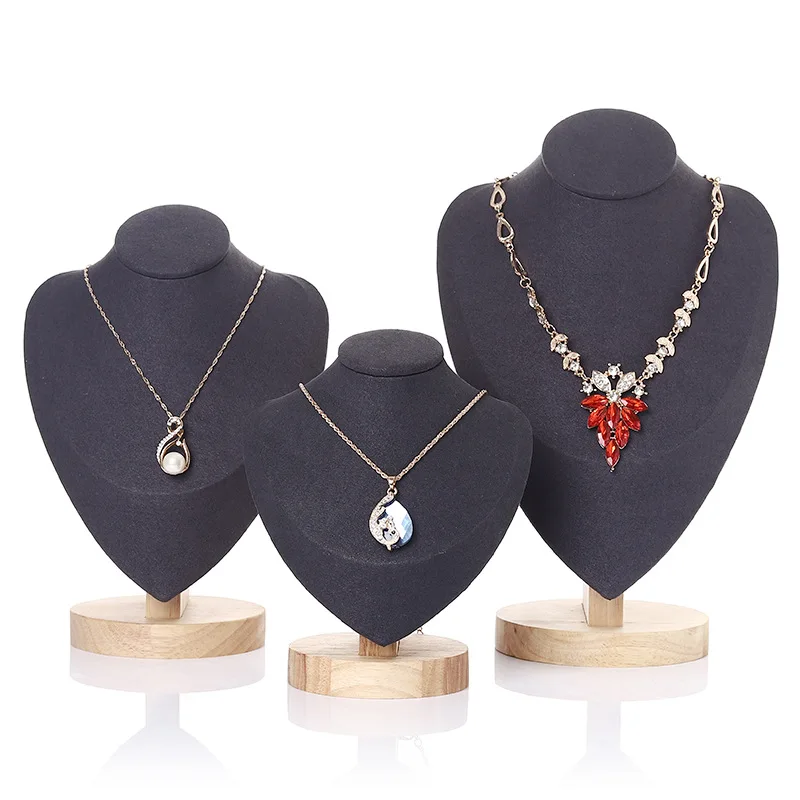 3 Pack Velvet Jewelry Easel Necklace Chain Display Bust Stand Tower Rack for Home Bedroom