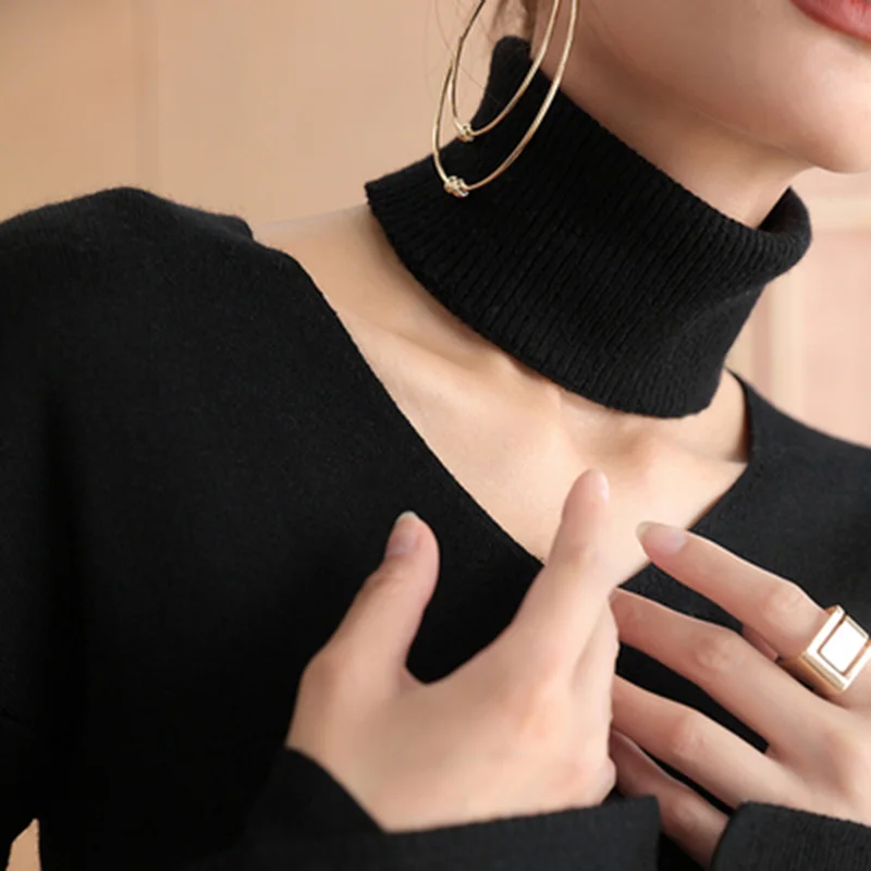 Winter Cashmere Thin Bib Pullover Women Wool Knit Fake Collar Ring Neck Scarves Fashion Lace Elastic Windproof Warm Scarf O19