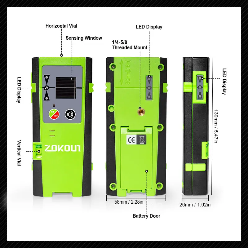 Zokoun Laser Receiver or Detector 50M Outdoor Pulse Mode Only Compatible with IE12, MD12G and GF120