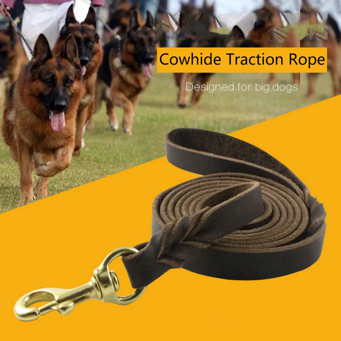 1Pc Durable Braided Leather Dog Leash Walking Training Leads for Dog German Shepherd Pet Products for Medium Large Dogs Leash