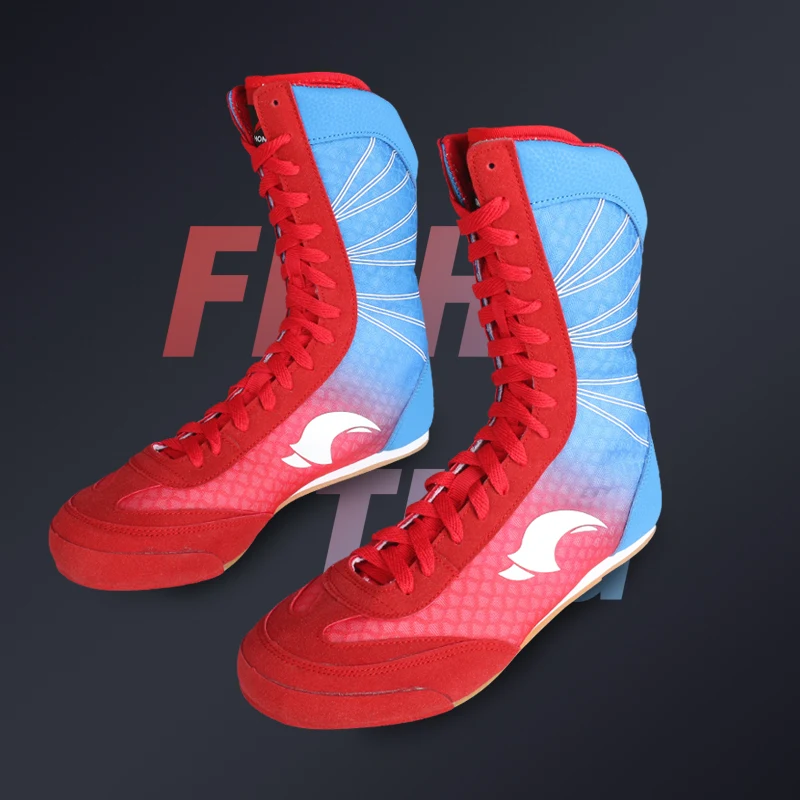 Professional Boxing Shoes, Wrestling Shoes, High-top Combat Training, Sports Shoes, Lace-up MMA Combat Boots, Breathable