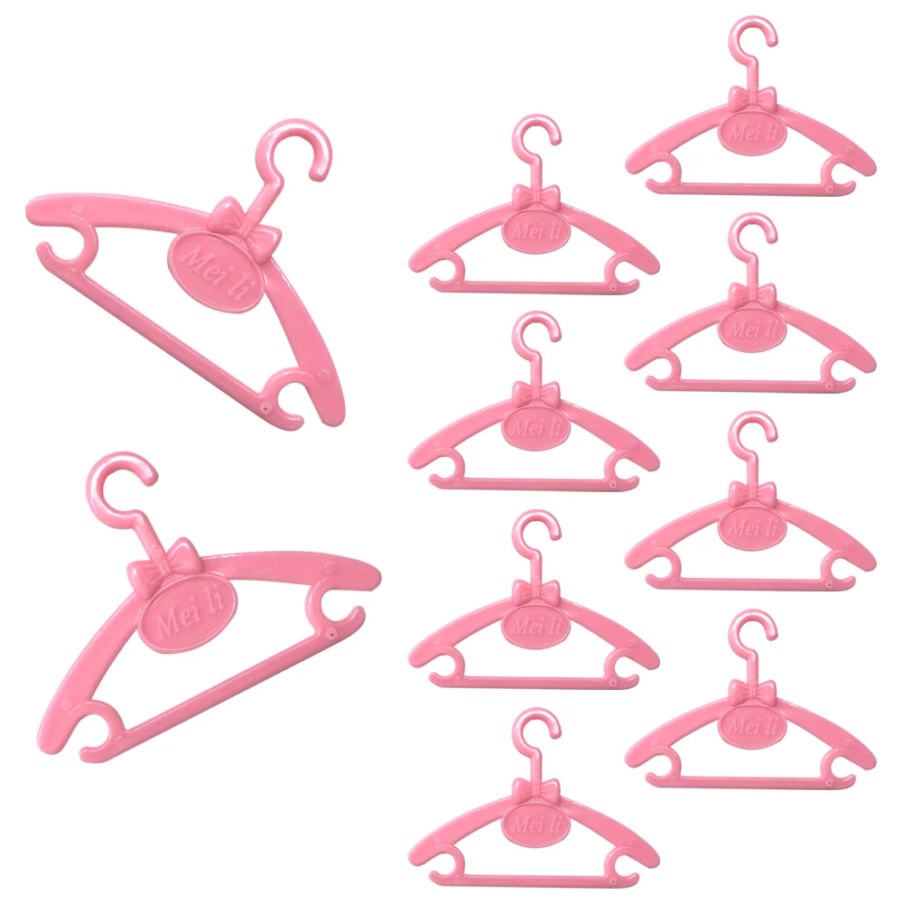 10  Pcs / Lot Cute Mini Pink Doll Hangers Mixed Plastic Accessories For 1/6 BJD Doll Clothes Doll Wardrobe Dress  Dollhouse Toy