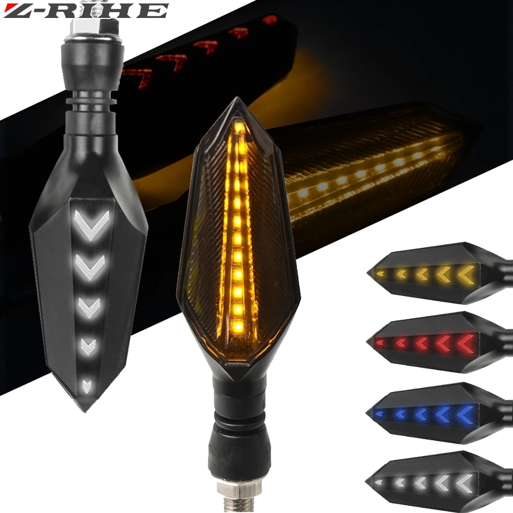 

Turn Signals Motorcycle Flowing Water Flashing Led Arrow Blinker Indicator Bendable Signal lights Yellow Tail Brake Light 12 LED