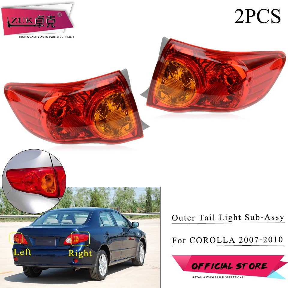 

ZUK 2x Exterior Car Lights Tail Light Brake Stop Lamp Sub-Assy For TOYOTA COROLLA 2007 2008 2009 2010 E15 Taillight Taillamp