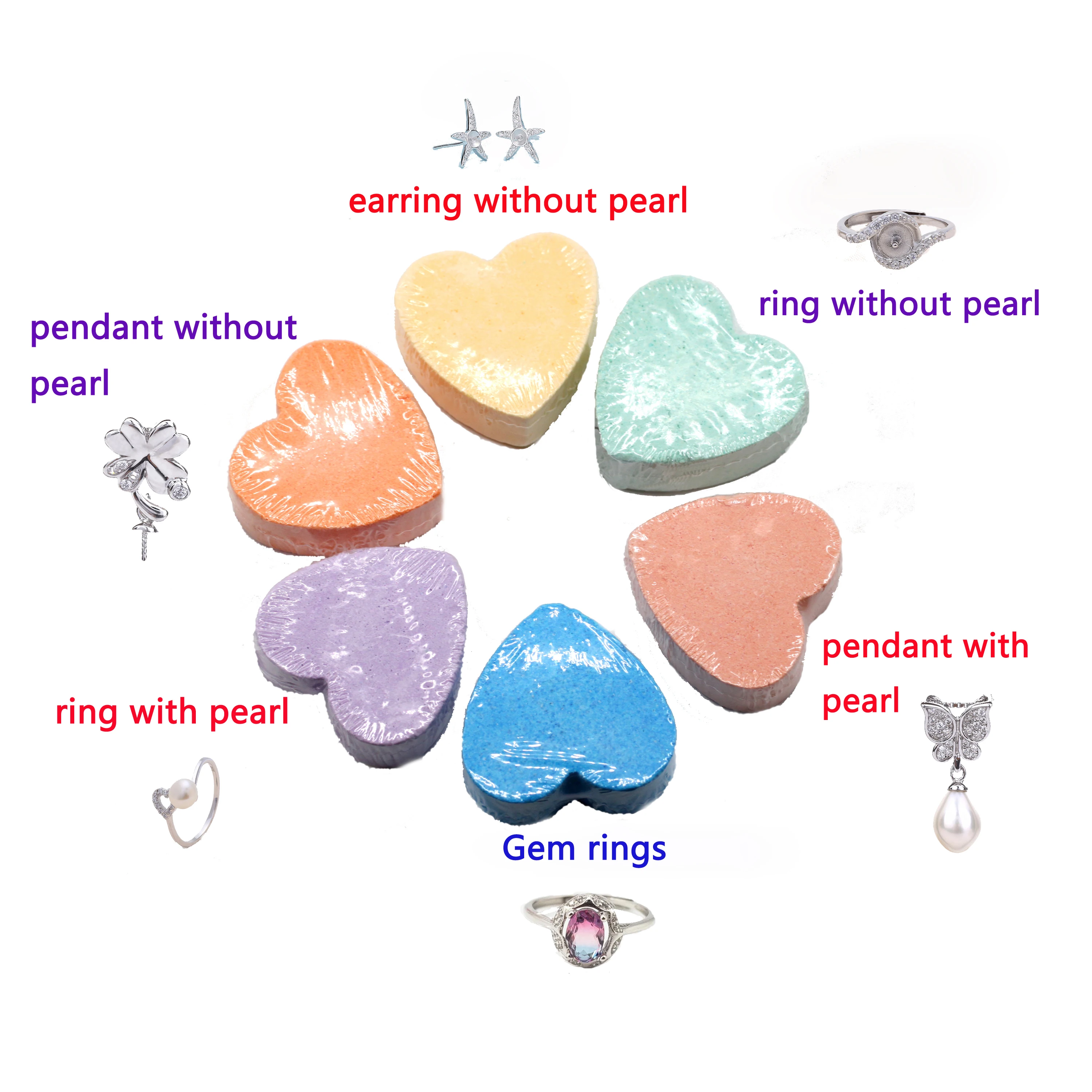 Shaped Sterling Silver Jewelry Inside Bath Bombs For Party Pearl Pendant And Gems Ring Fizzers Bombs Live Show Gift BB001