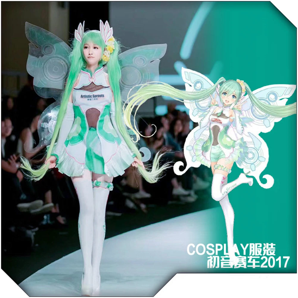 AGCOS Mikuku 2017 Racing Mikuu Cosplay Costume Woman Christmas Outfits Dress Cosplay
