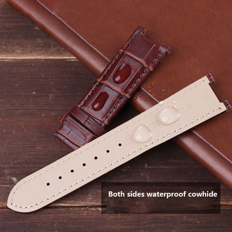 Slub pattern notch leather watch strap suitable for GC  gu-ess  Pasha male bracelet 20 22mm notch end watc h band