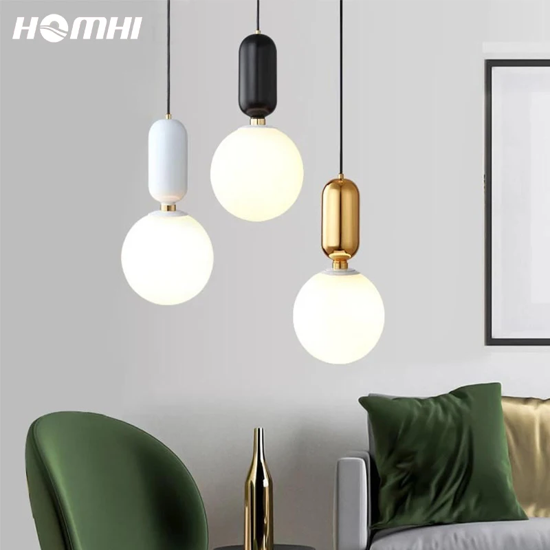 

Gold Pendant Light Cord Black Glass Globe Kitchen Room Hanging Lamp Libreria Lustres Para Sala Lamparas Led Decorativas HPD-51B