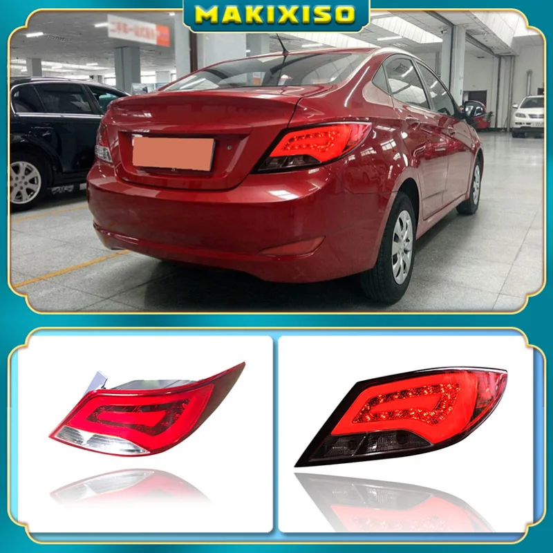 LED Tail Lamp for Hyundai Accent/Verna/Solaris 2010 2011 2012 2013 Red Smoke Black LED Tail Light Turning Signal Brake Light